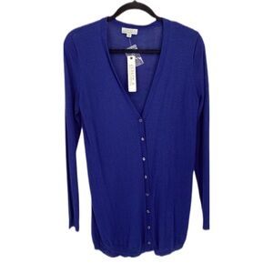 Joseph A. Lightweight Long Sleeve Royal Blue V Neck Cardigan Sweater Size Small